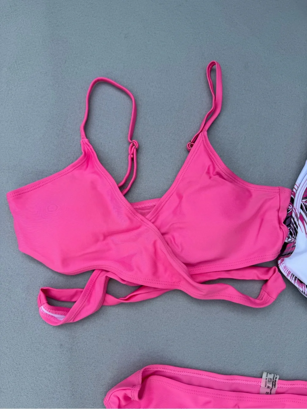 Girls 3 Piece Wrap Bikini Top with Bottoms and Shorts Swim Suit Size 170 aka 14